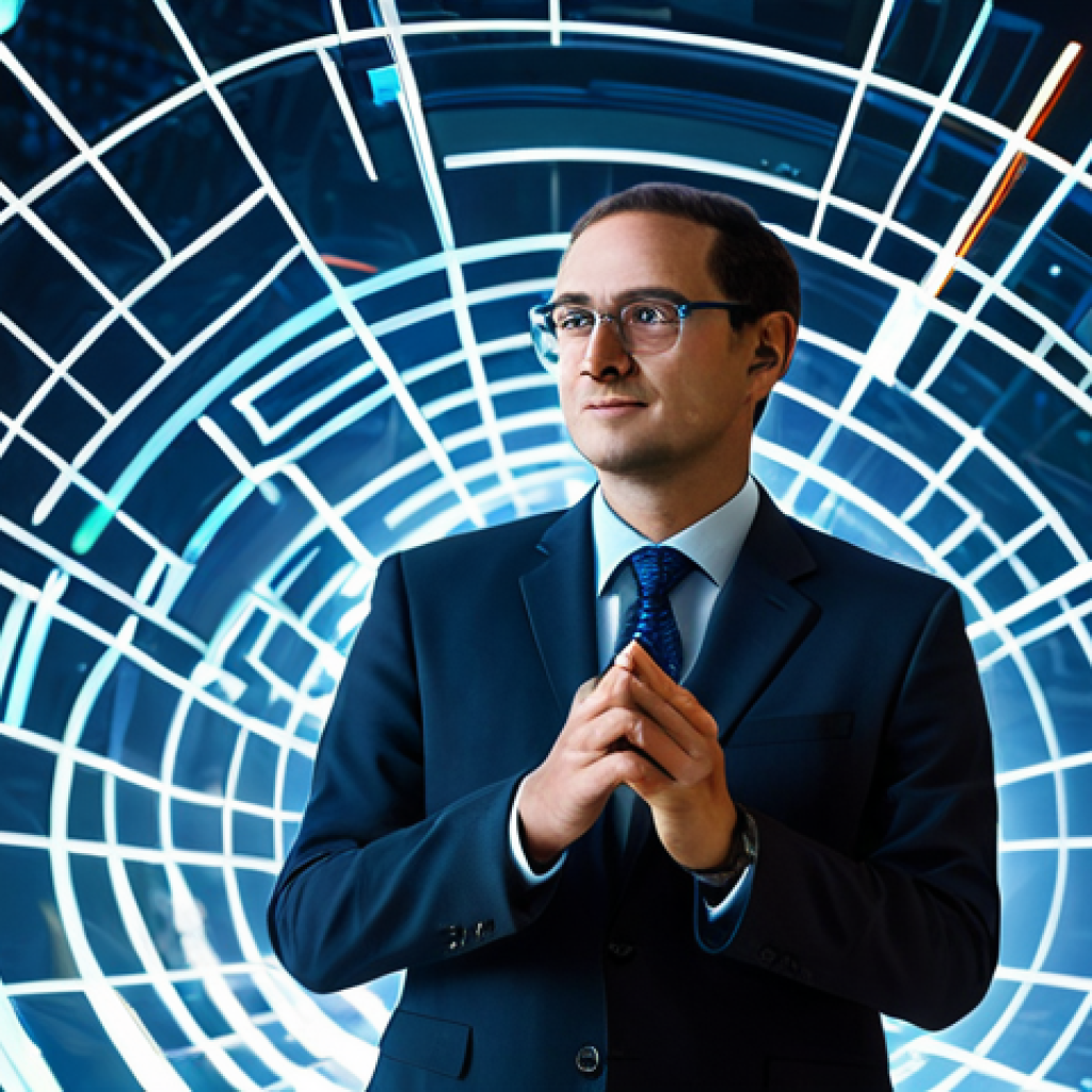 A focused professional, fully clothed in a modest business suit, stands in a brightly lit, futuristic abstract space. Around them, holographic projections of various academic disciplines, including science, art, technology, and humanities, are subtly connected by glowing lines, forming a complex yet harmonious network of knowledge. One connection point in front of the subject glows intensely, symbolizing a "Eureka!" moment of profound interdisciplinary insight. The overall atmosphere is innovative, enlightening, and professional. The image features perfect anatomy, correct proportions, a natural pose, well-formed hands, proper finger count, and natural body proportions. This is safe for work, appropriate content, fully clothed, and professional photography, high quality.